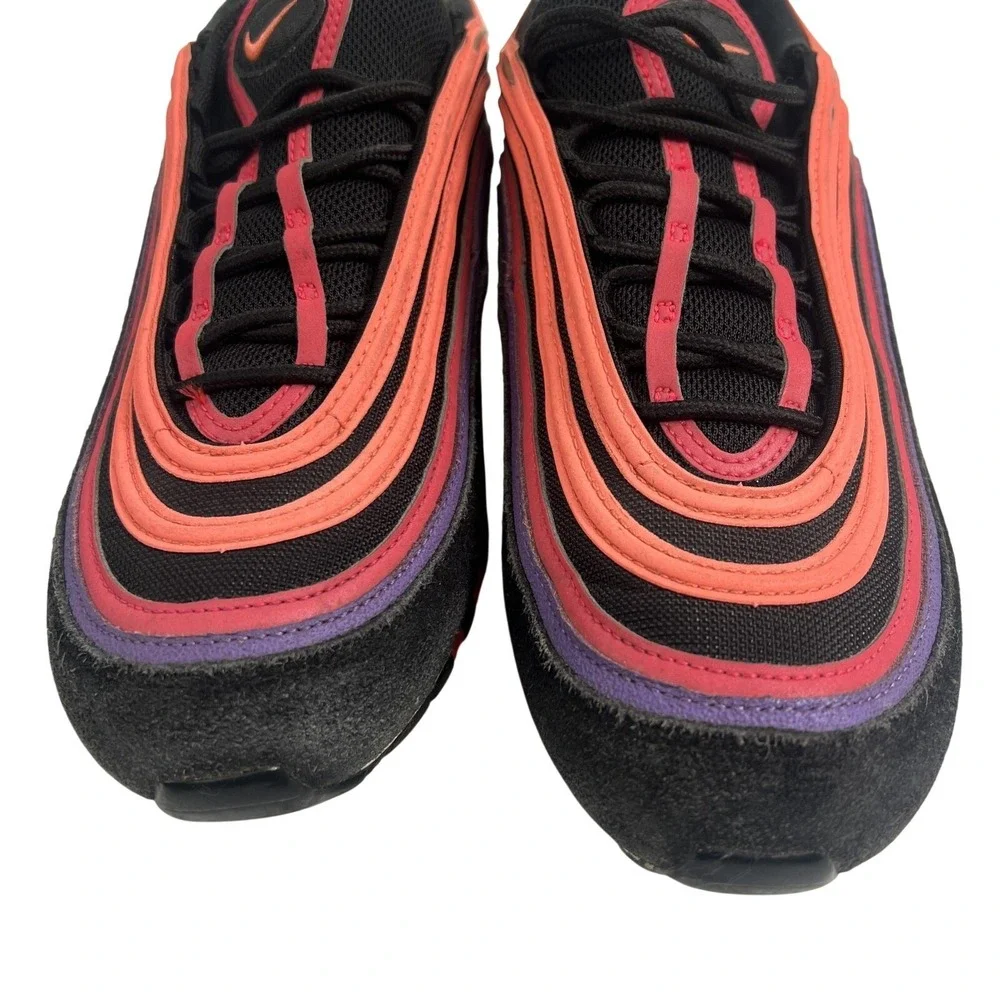 Nike Air Max 97 Sunset Mens Size 9.5 Black Red Purple Sneakers DJ5137-001‎
